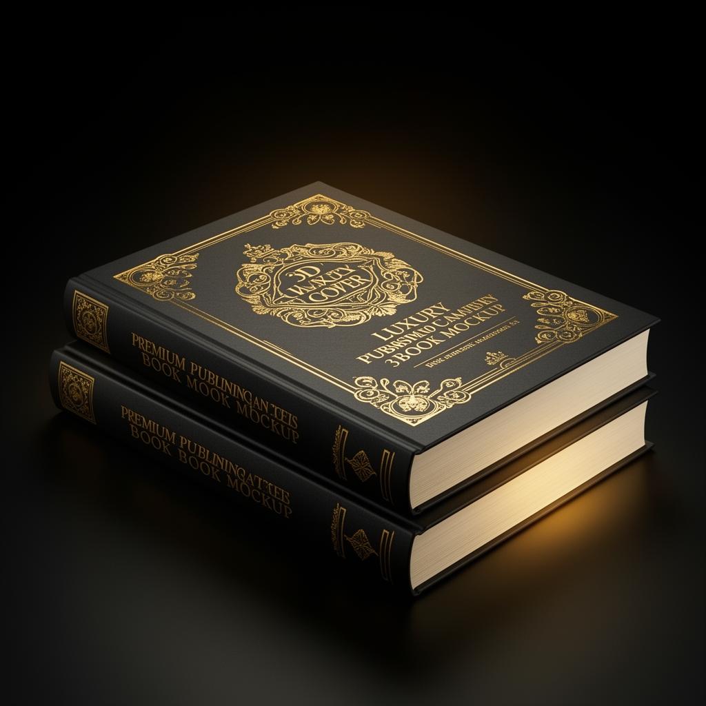 Luxury book mockup with gold foil